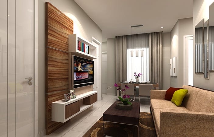 furnitur di desain interiror apartemen 1 kamar