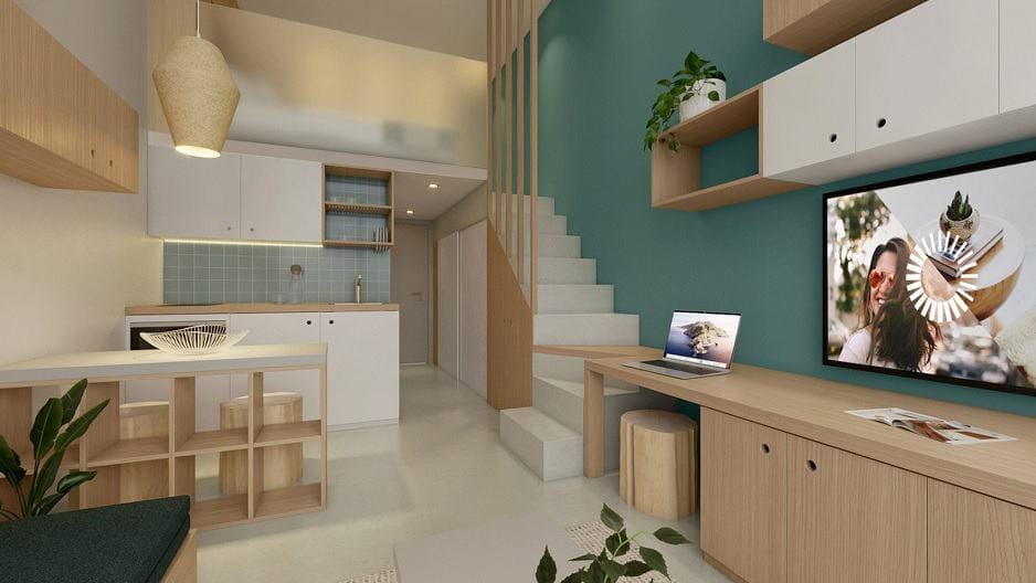 furnitur multifungsi di desain apartemen kecil