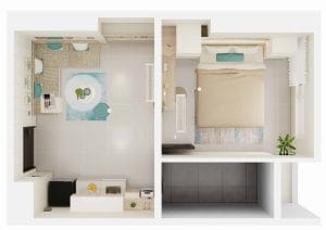 Klaska 1BR_Minimalist Neutral_Top View